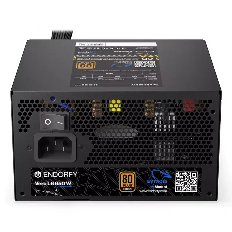Power supply unit ENDORFY Vero L6 650 W ATX 24-pin, 80 PLUS Bronze, 120 mm fan, black