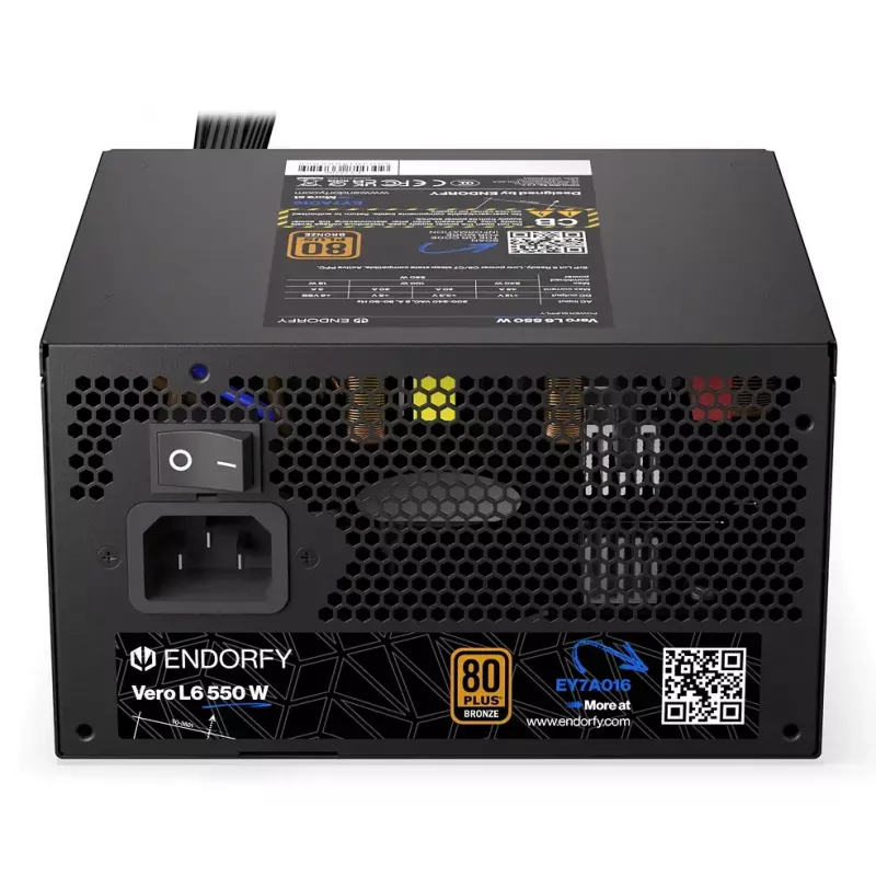 Power supply unit ENDORFY Vero L6 550 W ATX 24-pin 80 PLUS Bronze, 120 mm fan, black