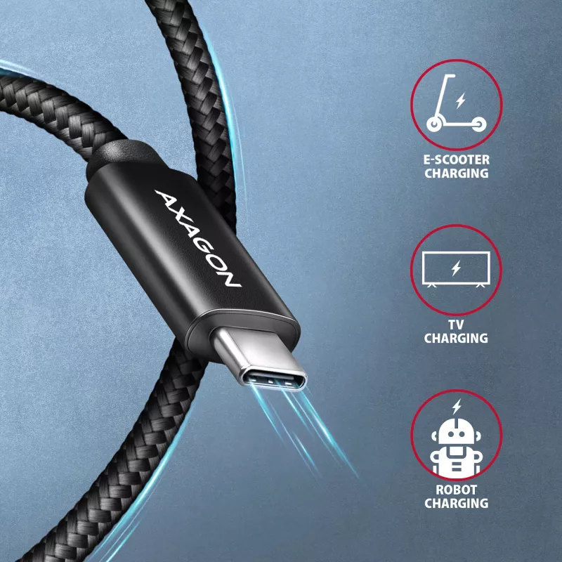 USB-C to USB-C cable AXAGON BUCM4X-CM05AB — USB4 Gen 3x2, 40 Gbit/s, 240 W, 0.5 m, black