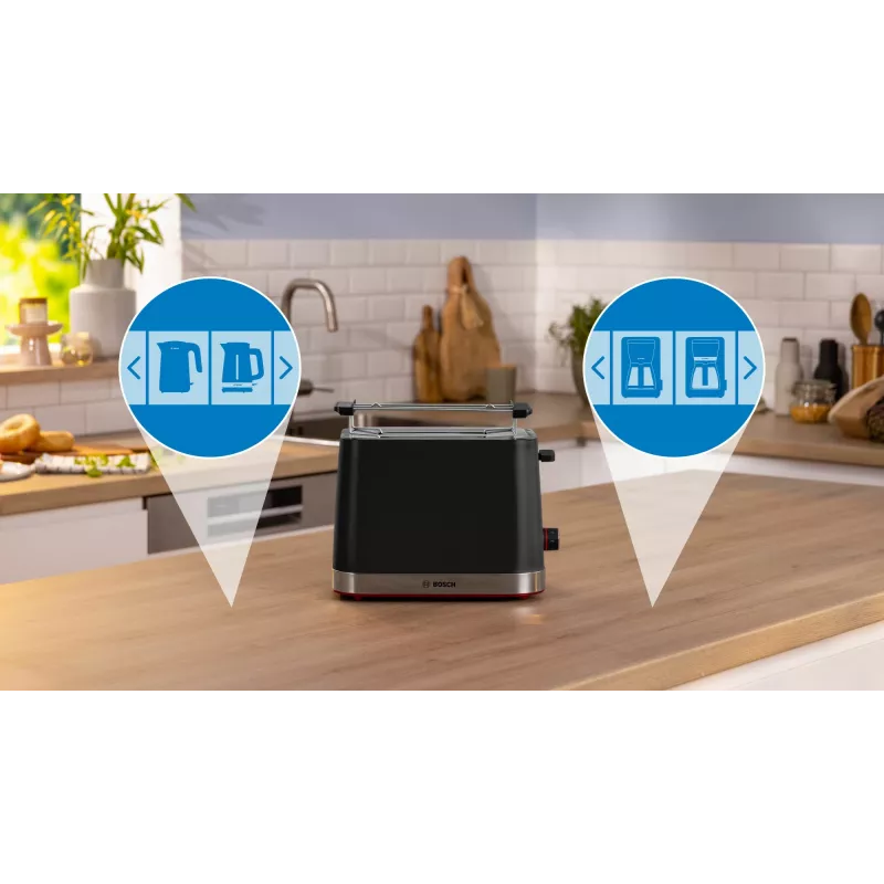 Bosch TAT4M223 toaster 4 2 slice(s) 950 W Black, Stainless steel