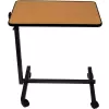 Overbed table ActionMed SP100AM — bedside adjustable table, rectangular top, height-adjustable, tilt, lockable wheels, max load 20 kg, wood colour