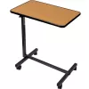 Overbed table ActionMed SP100AM — bedside adjustable table, rectangular top, height-adjustable, tilt, lockable wheels, max load 20 kg, wood colour