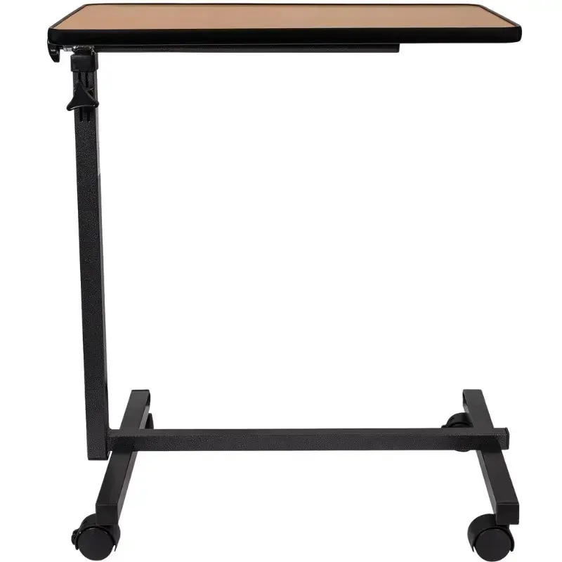 Overbed table ActionMed SP100AM — bedside adjustable table, rectangular top, height-adjustable, tilt, lockable wheels, max load 20 kg, wood colour
