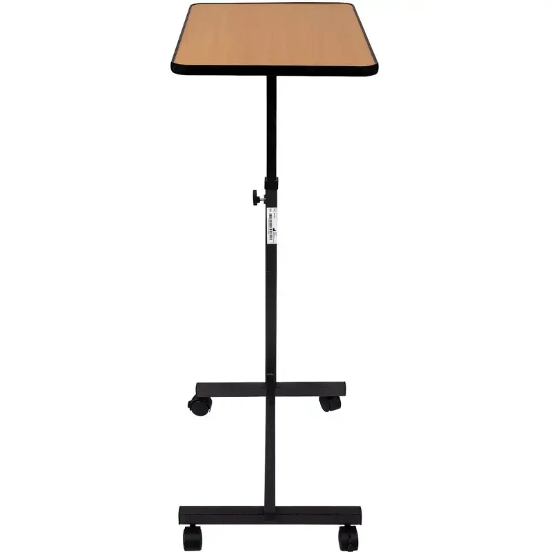 Overbed table ActionMed SP100AM — bedside adjustable table, rectangular top, height-adjustable, tilt, lockable wheels, max load 20 kg, wood colour
