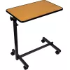 Overbed table ActionMed SP100AM — bedside adjustable table, rectangular top, height-adjustable, tilt, lockable wheels, max load 20 kg, wood colour