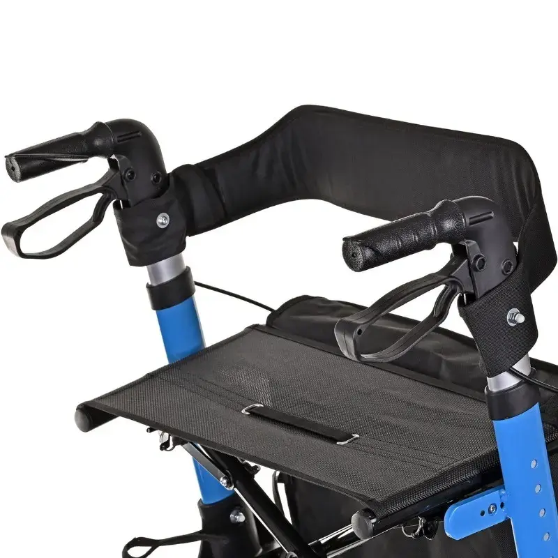 Mobility walker ActionMed CH200AM aluminium terrain walker, lightweight foldable frame, seat, 4 wheels, adjustable height