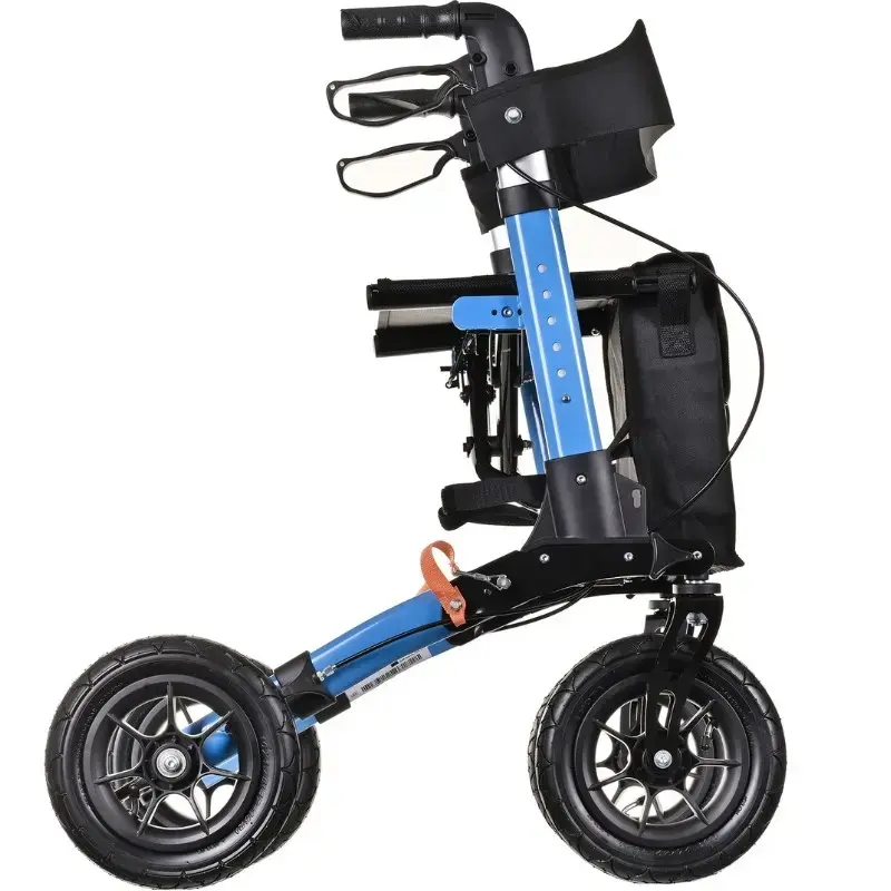 Mobility walker ActionMed CH200AM aluminium terrain walker, lightweight foldable frame, seat, 4 wheels, adjustable height