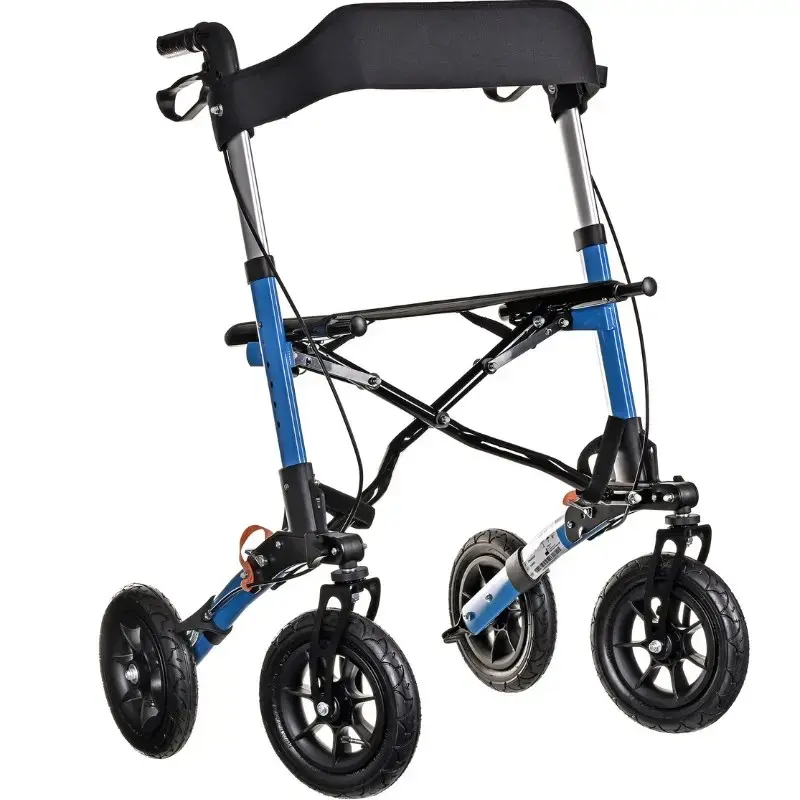 Mobility walker ActionMed CH200AM aluminium terrain walker, lightweight foldable frame, seat, 4 wheels, adjustable height