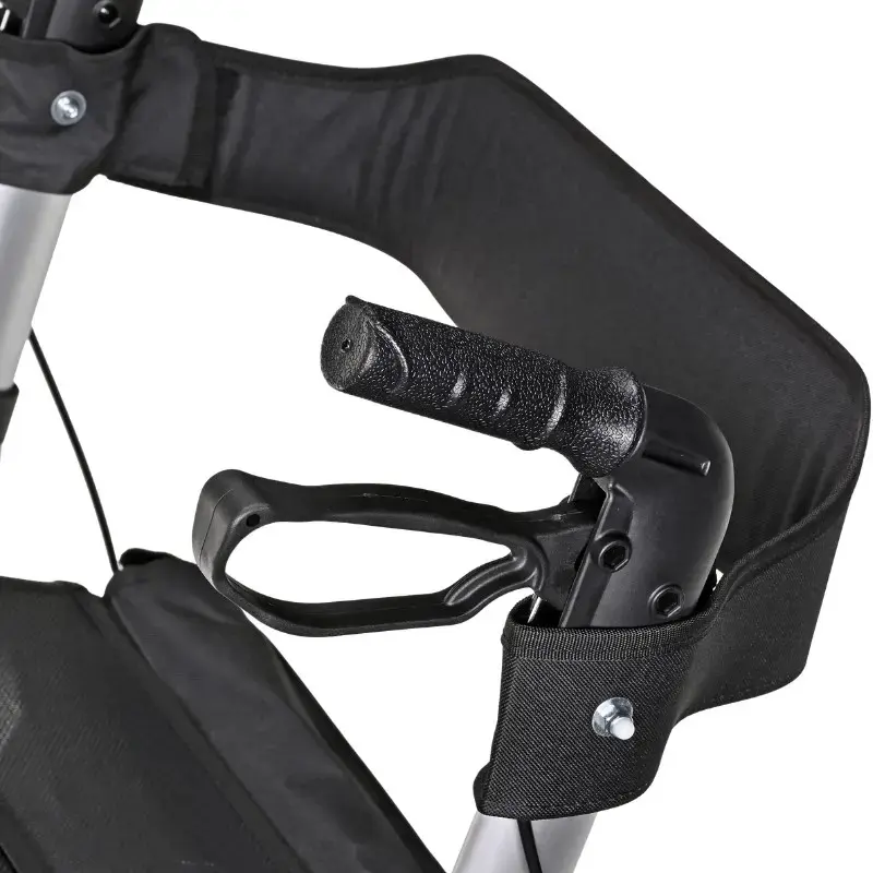 Mobility walker ActionMed CH200AM aluminium terrain walker, lightweight foldable frame, seat, 4 wheels, adjustable height