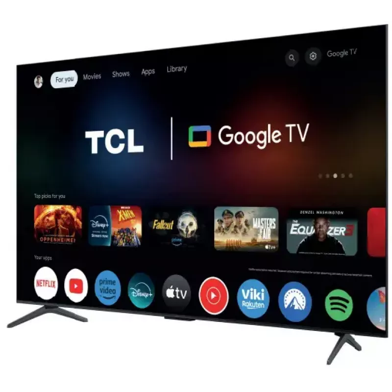 TV TCL 55C61K 55 inch (139.7 cm) 4K Ultra HD QD‑Mini LED Smart TV with Google TV, Wi‑Fi, PPI 4100, Metallic