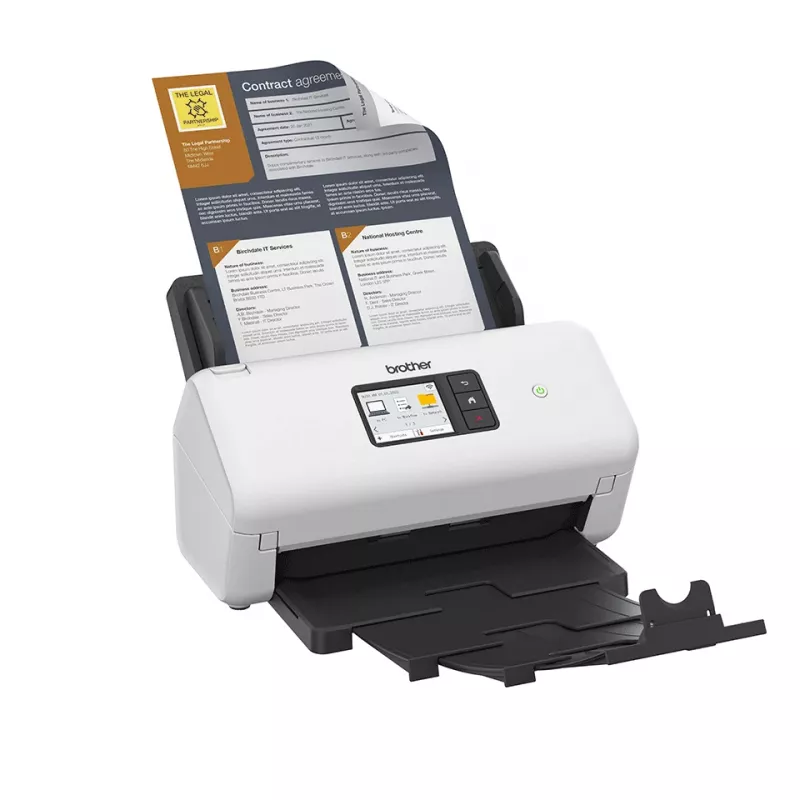 ADF scanner Brother ADS-4550W 600 x 600 DPI dual CIS 60-sheet ADF 7.11 cm display 48-bit input 24-bit output 5250 pages/day Black White