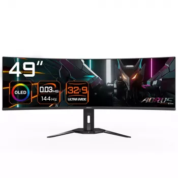 Monitor GIGABYTE 49 inch OLED CO49DQ DQHD 5120×1440 144 Hz, HDR, FreeSync, 10-bit, 2×HDMI 2.1, USB-C, VESA 100×100