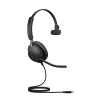 Jabra Evolve2 40 USB-C, MS Teams Mono, Wired, Office/Call center, 20 - 20000 Hz, 113 g, Headset, Black