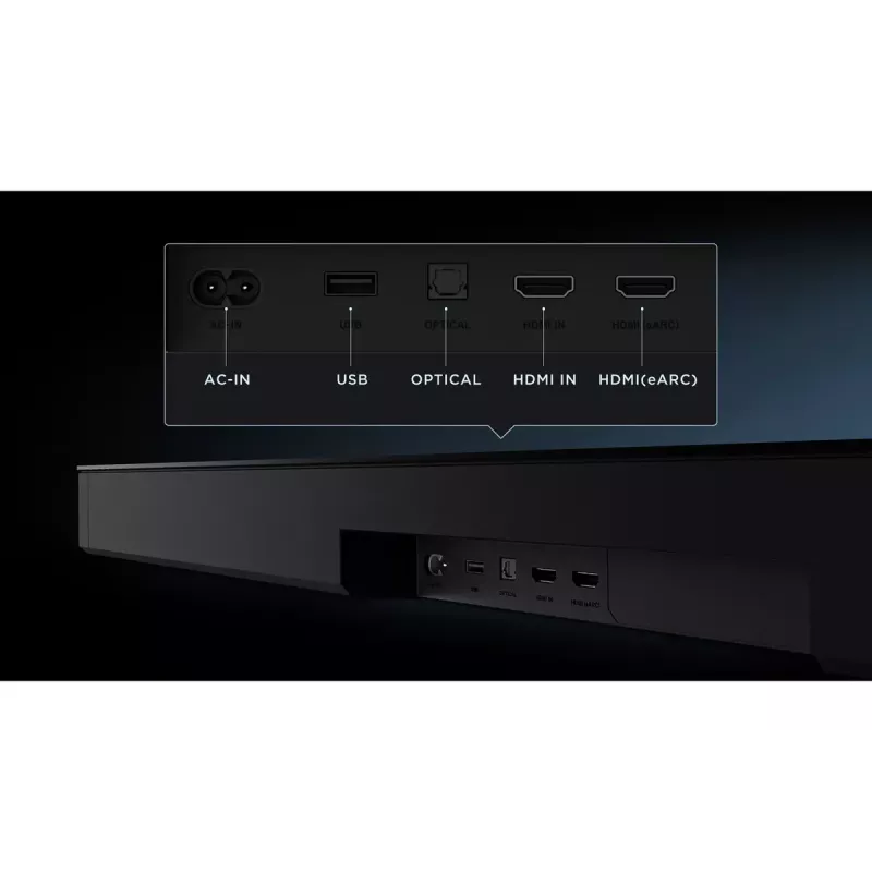 Sound bar TCL Q75H 620W 5.1.2-channel with wireless active subwoofer, HDMI 2.1, Bluetooth 5.3, Wi‑Fi 5, 1040×110×58 mm