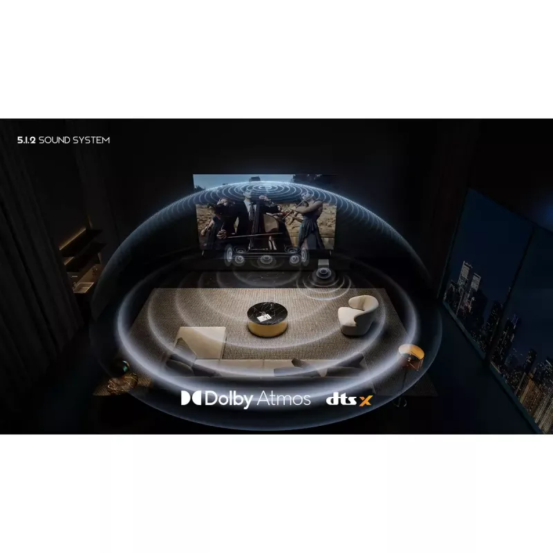 Sound bar TCL Q75H 620W 5.1.2-channel with wireless active subwoofer, HDMI 2.1, Bluetooth 5.3, Wi‑Fi 5, 1040×110×58 mm