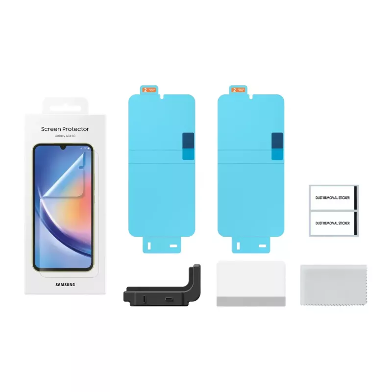 Screen protector Samsung EF-UA346 clear for Galaxy A34 5G, transparent, 2 pcs, fits 6.6 inch display