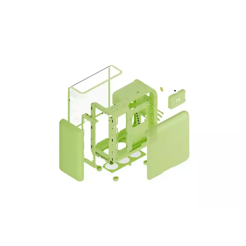 Mid Tower Case HYTE X50 Matcha Milk — ATX/mATX/Mini-ITX support, tempered glass, front I/O