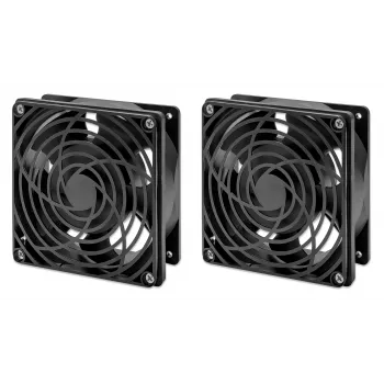 Intellinet 2-Fan Ventilation Unit for 19 inch Wallmount Cabinets Roof-mount, 1.8 m Power Cable with EU CEE 7/7 Plug, Format 120 x 120 mm, Earthing Kit Included, Black