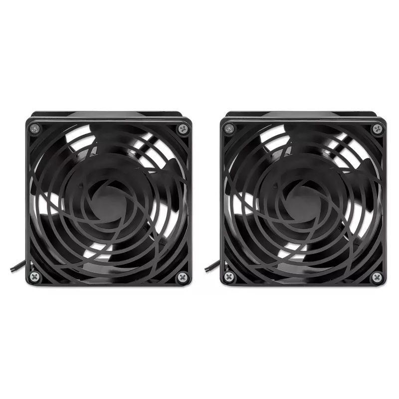Intellinet 2-Fan Ventilation Unit for 19 inch Wallmount Cabinets Roof-mount, 1.8 m Power Cable with EU CEE 7/7 Plug, Format 120 x 120 mm, Earthing Kit Included, Black