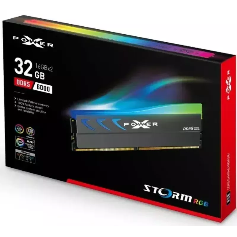 RAM module Silicon Power Storm RGB DDR5 32GB (2x16GB) 6000MT/s CL36 1.35V Heatsink RGB