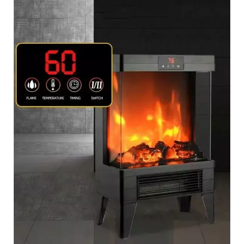 Electric heater Carruzzo Q20P oil-filled radiator, 1800W, 15–45°C, glass housing, remote/app/touch control, timer 1–12h, wall or floor, black