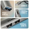 USB hub AXAGON HUE-STA — 4-port aluminium strip, 1× USB-A 5Gbps + 2× USB-A & 1× USB-C 480Mbps, USB-A host, grey