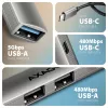 USB hub AXAGON HUE-STC, 4-port aluminium strip, 1x USB-A 5Gbps + 2x USB-A & 1x USB-C 480Mbps, USB-C host, 12 cm cable, grey