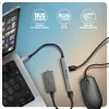 USB hub AXAGON HUE-STC, 4-port aluminium strip, 1x USB-A 5Gbps + 2x USB-A & 1x USB-C 480Mbps, USB-C host, 12 cm cable, grey