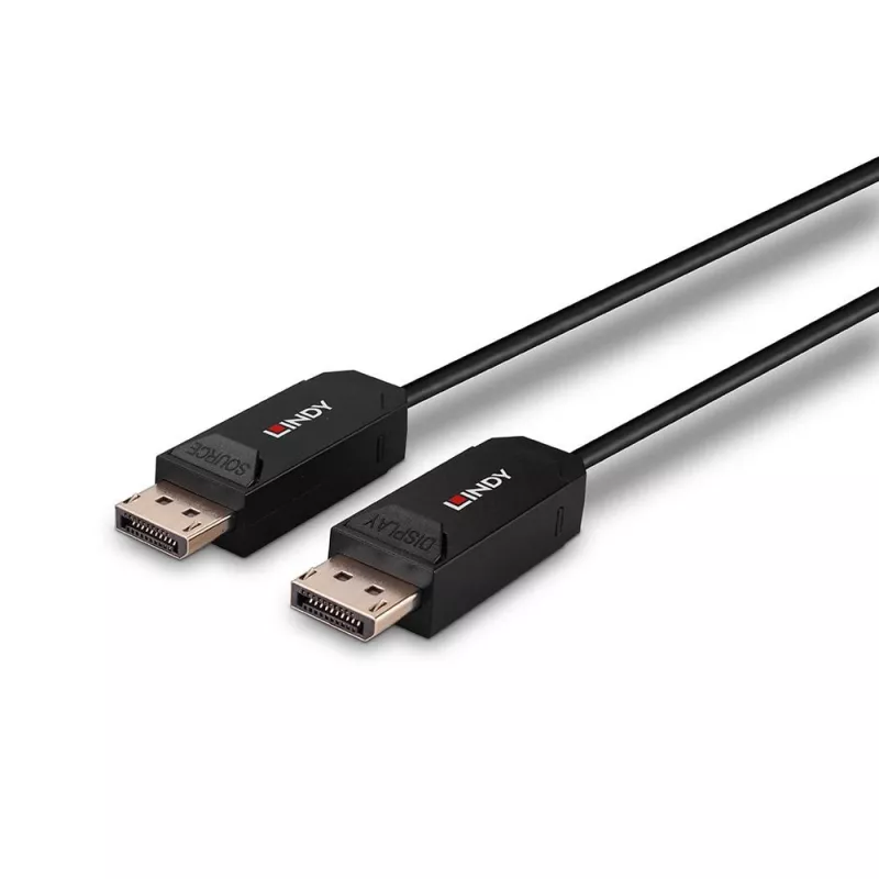Lindy 10m Fibre Optic Hybrid DP 2.0 UHBR10 Cable, 10 m, DisplayPort, DisplayPort, Male, Male, 7680 x 4320 pixels