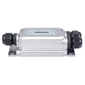 Intellinet 2-Port Outdoor Vandalproof Gigabit PoE++ Extender, Two 30 W Ports, Extends PoE up to 100 m (328 ft.), 60 W Power Budget, IEEE 802.3bt (4PPoE) Compliant, IP67 Waterproof, IK10-rated, Metal Housing