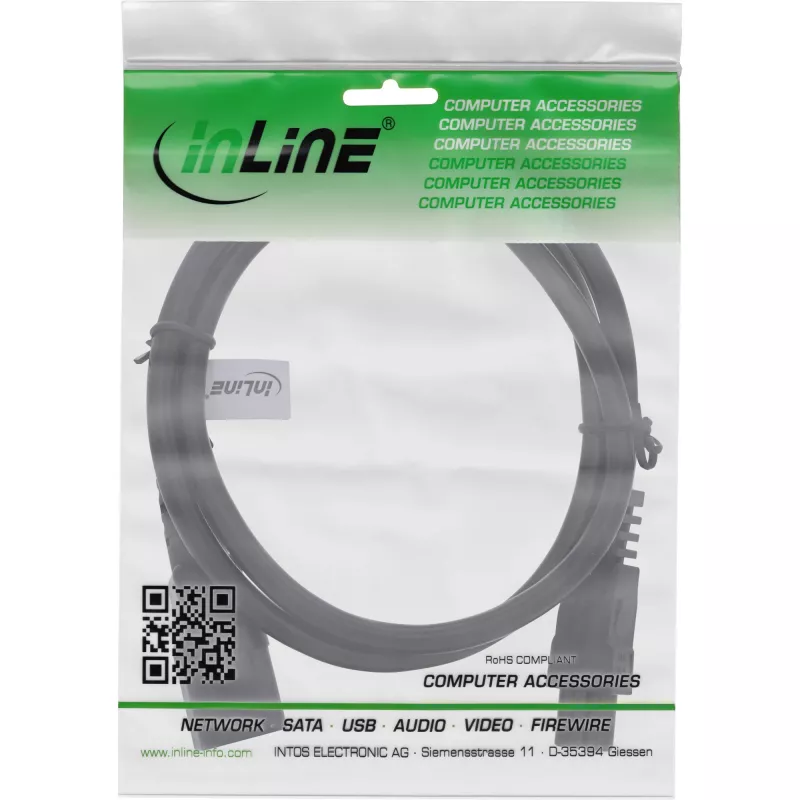 InLine Power cable, C14 socket to C5 connector, black, 1m