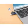 Manhattan USB-A / USB-C combo Multi-Card Reader/Writer, 5 Gbps (USB 3.2 Gen1 aka USB 3.0), Male to microSD and SD/MMC Slots, Mini Format, SuperSpeed USB, Windows or Mac, Black/Transparent, Three Year Warranty