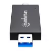 Manhattan USB-A / USB-C combo Multi-Card Reader/Writer, 5 Gbps (USB 3.2 Gen1 aka USB 3.0), Male to microSD and SD/MMC Slots, Mini Format, SuperSpeed USB, Windows or Mac, Black/Transparent, Three Year Warranty