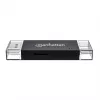 Manhattan USB-A / USB-C combo Multi-Card Reader/Writer, 5 Gbps (USB 3.2 Gen1 aka USB 3.0), Male to microSD and SD/MMC Slots, Mini Format, SuperSpeed USB, Windows or Mac, Black/Transparent, Three Year Warranty