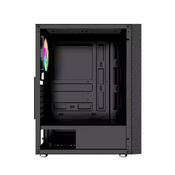 PC Case GEMBIRD Fornax 2500 Midi Tower Black — ATX/ITX support, tempered glass, RGB, 3x120mm front, 2x2.5 inch bays