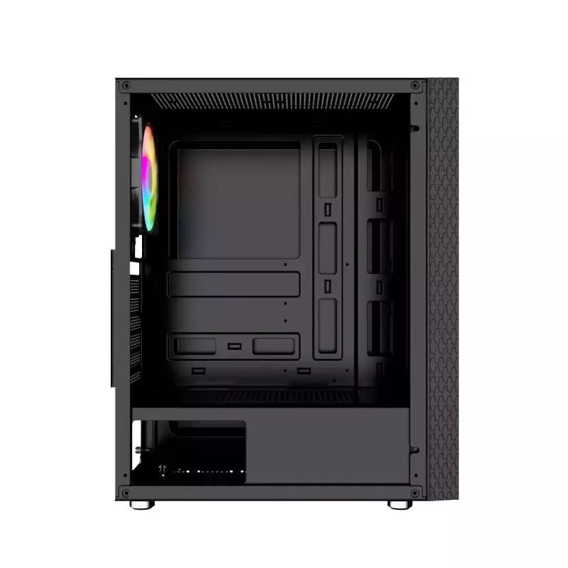 PC Case GEMBIRD Fornax 2500 Midi Tower Black — ATX/ITX support, tempered glass, RGB, 3x120mm front, 2x2.5 inch bays