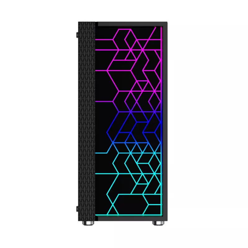 PC Case GEMBIRD Fornax 2500 Midi Tower Black — ATX/ITX support, tempered glass, RGB, 3x120mm front, 2x2.5 inch bays