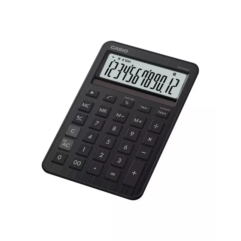 Desktop calculator CASIO MS-200DQ — Basic, 12-digit, battery/solar, tax & profit functions, black
