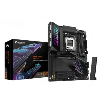 GIGABYTE X870E AORUS PRO X3D ATX Motherboard — AMD Socket AM5, 18+2+2 VRM, DDR5 up to 9000Hz (OC), 2×PCIe5 + 2×PCIe4, Wi‑Fi 7, 5GbE, USB4