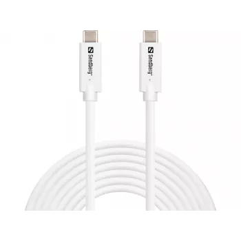 Sandberg USB-C>C USB 3.2 Gen2 100W, 5m, 5 m, USB C, USB C, USB 3.2 Gen 2 (3.1 Gen 2), 10 Gbit/s, White