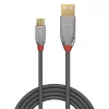 Lindy 1m USB 2.0 Type A to Micro-B Cable, Cromo Line, 1 m, USB A, Micro-USB B, USB 2.0, 0.48 Gbit/s, Grey