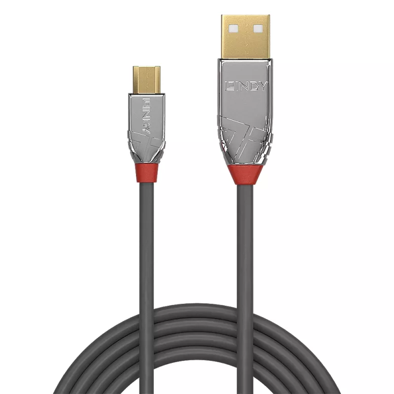 Lindy 1m USB 2.0 Type A to Micro-B Cable, Cromo Line, 1 m, USB A, Micro-USB B, USB 2.0, 0.48 Gbit/s, Grey