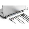 Manhattan USB-C Dock/Hub with Card Reader and MST, Ports (x7): Ethernet, HDMI (x2 4k@60Hz), USB-A (x3) and USB-C, with Power Delivery (PD) 100W- requires external USB-C charger (not included). USB powered (no external power supply required) when PD is not in use