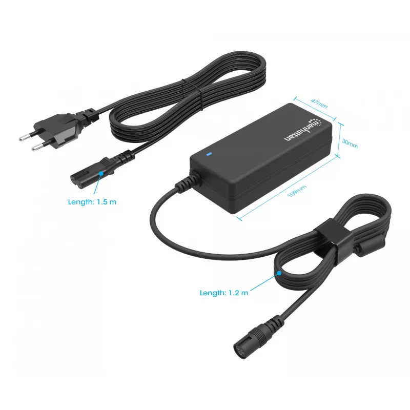 Manhattan Universal Notebook/Laptop EU Power Adapter, 65W, Automatic with 9 Plug Tips, Compatible with most laptops, Ideal as Replacement Power Supply, EU Mains Power Cable, Compatible for but not limited to:Acer,Asus,Dell,Fujitsu,HP,Lenovo,Samsung,Toshiba and more