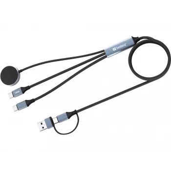Sandberg 3in1 Travel Charge Cable 100W, 1.2 m, USB A/USB C, Black