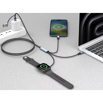 Sandberg 3in1 Travel Charge Cable 100W, 1.2 m, USB A/USB C, Black