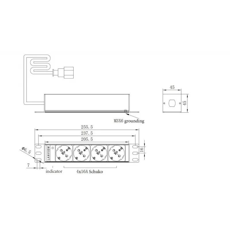 Rack PDU Lanview LVR-2MSCH-SCH-C13-4 — Lanview power distribution unit model LVR-2MSCH-SCH-C13-4