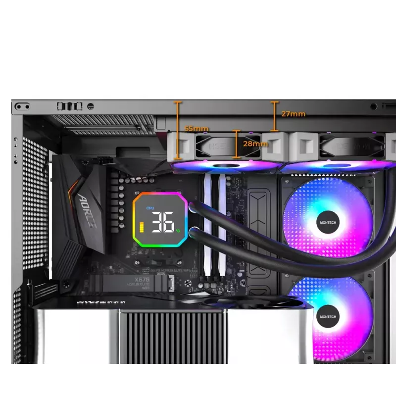 Montech HyperFlow Digital 240 Processor All-in-one liquid cooler 12 cm Black 1 pc(s)
