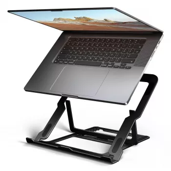 Axagon STND-LAB Aluminum stand for laptops size 10 inch–17.3 inch. Eight adjustable height and angle. Black version.