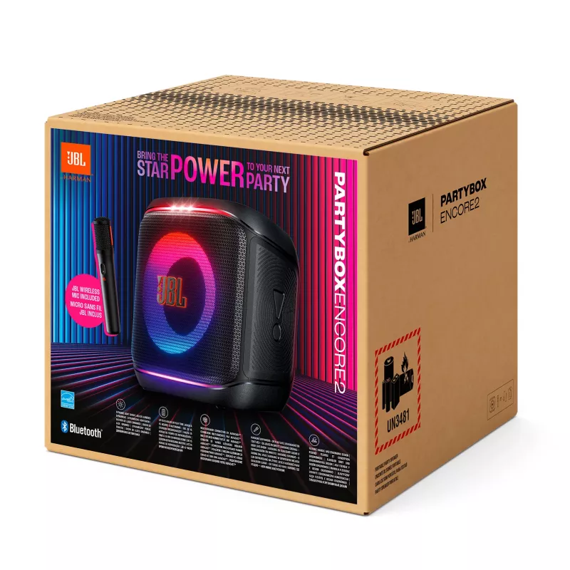 Mono portable speaker JBL Encore 2 Mono Black — 100 W, splash-proof, Bluetooth & wired